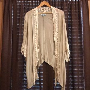 Beige Crocheted Cardigan Kimono